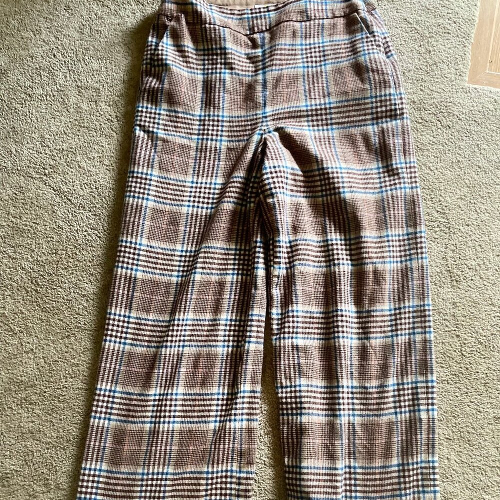 Boden Brown Plaid Wide Leg Pants